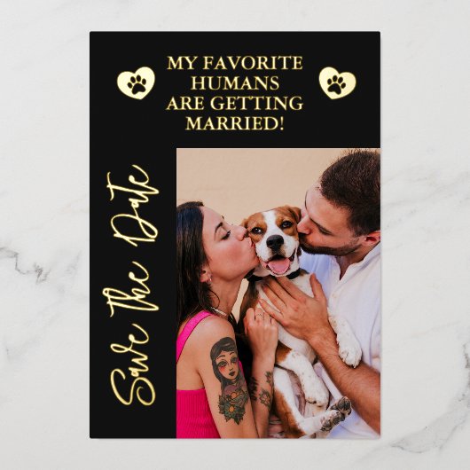 Invitation En Aluminium Mes humains se marient Mariage photo de chien (Recto)