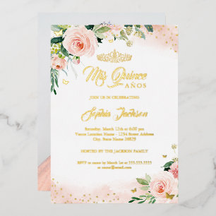 Invitation En Aluminium Mes Quinze Ans Fleurs Roses Photo Anniversaire Qui