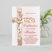 Invitation En Aluminium metallic floral Holy cross Confirmation (Debout devant)