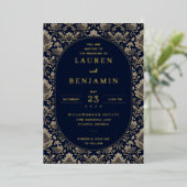 Invitation En Aluminium Midnight Baroque Wedding (Debout devant)