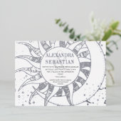 Invitation En Aluminium Midnight Stars Moon Sun Celestin Mariage Argent (Debout devant)