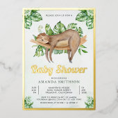 Invitation En Aluminium Mignonne Adorable couchage Baby shower Or (Recto)