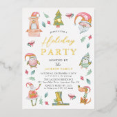 Invitation En Aluminium Mignonne hiver Noël Fête Gold (Recto)