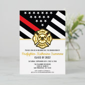 Invitation En Aluminium Mince Red Line Drapeau Pompier pompier Diplôme (Debout devant)