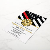 Invitation En Aluminium Mince Red Line Drapeau Pompier pompier Diplôme (Rotation)