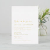 Invitation En Aluminium Mini-Chic Script Photo Mariage Élégant Or (Debout devant)