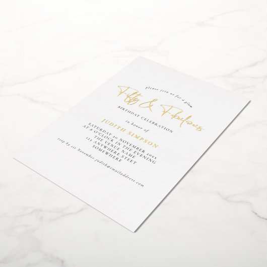 Invitation En Aluminium Mini Glam fty Fabulous Script Real (Rotation)