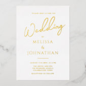 Invitation En Aluminium Mini Gold Foil Script Nettoyer Mariage élégant (Recto)