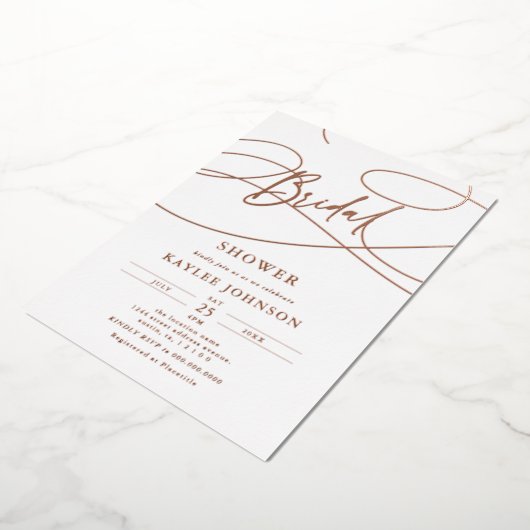 Invitation En Aluminium Mini-moderne design Script "nuptiale" douche (Rotation)