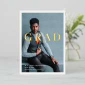 Invitation En Aluminium Mini photo propre Marine Blue Graduation Party (Debout devant)