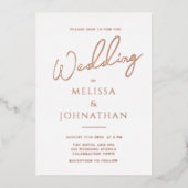 Invitation En Aluminium Mini Rose Gold Foil Script Mariage élégant (Recto)