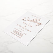Invitation En Aluminium Mini Rose Gold Foil Script Mariage élégant (Rotation)