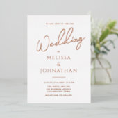 Invitation En Aluminium Mini Rose Gold Foil Script Mariage élégant (Debout devant)