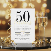 Invitation En Aluminium Minimal 50 and Fabulous 50th Birthday Party