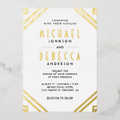 Invitation En Aluminium Minimal Art Déco géométrique Mariage Or blanc (Recto)