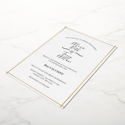 Invitation En Aluminium MInimal Classic Custom Gold Foil (Rotation)