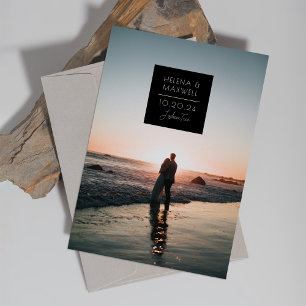 Invitation En Aluminium Minimal Deco Photo Enregistrer la Date Or