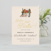 Invitation En Aluminium Minimal Desert Fiesta Bachelorette Weekend Gold (Debout devant)