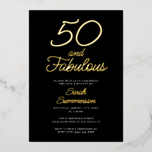 Invitation En Aluminium Minimal Fifty Merveilleux Fête d'anniversaire noir