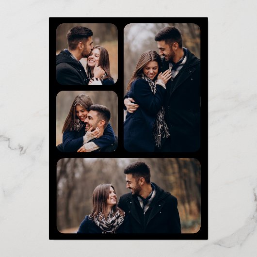 Invitation En Aluminium Minimal géométrique Art Déco Mariage Black Gold (Verso)