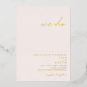 Invitation En Aluminium Minimal moderne | Blush Et Or Nous Faisons Mariage (Recto)