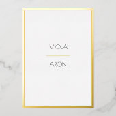 Invitation En Aluminium Minimal moderne élégant Mariage frontière or (Recto)