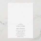 Invitation En Aluminium Minimal moderne élégant Mariage frontière or (Verso)