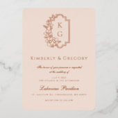 Invitation En Aluminium Minimal moderne | Mariage d'or Rose Blush (Recto)