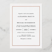 Invitation En Aluminium Minimal moderne | Mariage frontalier Rose Gold Foi (Recto)