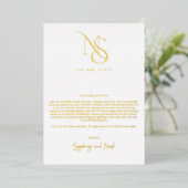 Invitation En Aluminium Minimal moderne | Merci de table Mariage Monogramm (Debout devant)