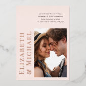 Invitation En Aluminium Minimal Moderne Photo Rose Enregistrer La Date (Recto)