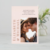 Invitation En Aluminium Minimal Moderne Photo Rose Enregistrer La Date (Debout devant)