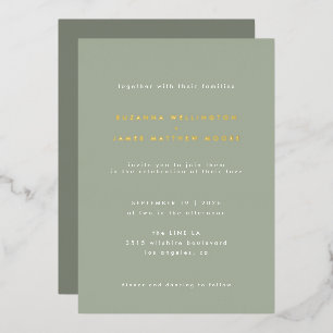 Invitation En Aluminium Minimal moderne Sage Vert Mariage Vrai Or
