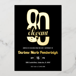 Invitation En Aluminium Minimal Quatre-Vingts & Élégant 80e Anniversaire N