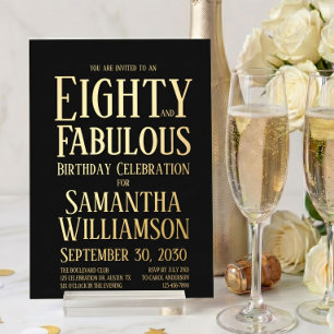Invitation En Aluminium Minimal Quatre-Vingts et Incroyable Or 80e Anniver