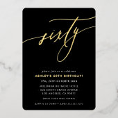 Invitation En Aluminium MINIMALIST Calligraphie chic 60e anniversaire or F (Recto)