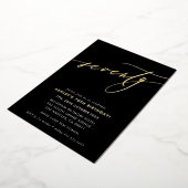 Invitation En Aluminium MINIMALIST Calligraphie chic 70e anniversaire or F (Rotation)