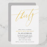 Invitation En Aluminium MINIMALIST Calligraphie chic or 30e anniversaire<br><div class="desc">par kat massard >>> https://linktr.ee/simplysweetpaperie <<< Un design branché et écrit à la main pour votre anniversaire - J'ai la plupart des âges disponibles en magasin CONSEIL :: 1. Pour modifier/déplacer des graphiques et des polices et ajouter du texte - cliquez sur le bouton "customiser". - - - - -...</div>