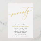 Invitation En Aluminium MINIMALIST Calligraphie chic or 70e anniversaire (Recto)