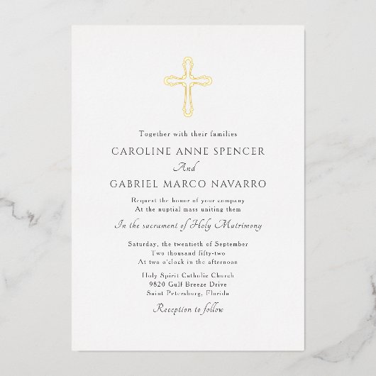 Invitation En Aluminium Minimalist Catholic Mass Wedding (Recto)