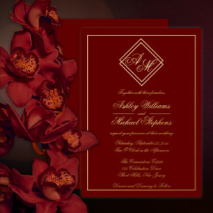 Invitation En Aluminium Minimalist Modern Geometric Monogram Wedding