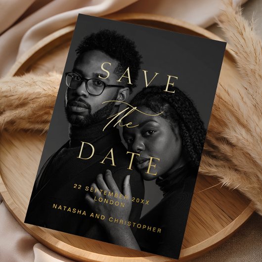 Invitation En Aluminium Minimalist Photo Overlay Wedding Save the Date