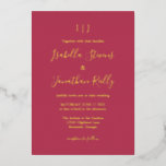 Invitation En Aluminium Minimaliste classique Magenta Rouge Mariage Or Pou<br><div class="desc">Minimaliste classique Magenta Rouge et or Faire-part de mariage à huile</div>