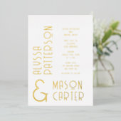 Invitation En Aluminium Minimaliste Elegant Gold Mariage moderne (Debout devant)