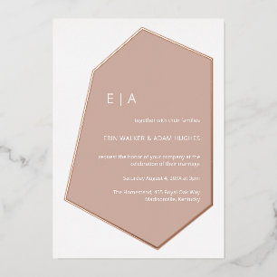 Invitation En Aluminium Minimaliste Geo Gem Dusty Rose Mariage Or Rose
