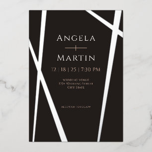 Invitation En Aluminium Minimaliste Moderne Argent Noir