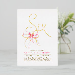 Invitation En Aluminium Minimaliste Moderne Élégant Rose 6ème Anniversaire