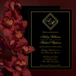 Invitation En Aluminium Minimaliste Moderne Géométrique Monogramme Mariage