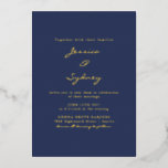 Invitation En Aluminium Minimaliste Moderne Marine Bleu Script Mariage Or<br><div class="desc">Minimaliste moderne Marine Bleu Script Mariage Gold Foil Invitation</div>