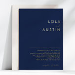 Invitation En Aluminium Minimaliste moderne | Marine Et Gold Mariage Real<br><div class="desc">Ce minimaliste moderne | marine et or mariage invitation à la feuille réelle est parfait pour votre mariage boho classe. Son design abstrait simple et unique, accompagné d'un script minimaliste contemporain, d'une palette de couleurs marine et or et d'un lettrage brillant haut de gamme, donne à ce produit une sensation...</div>